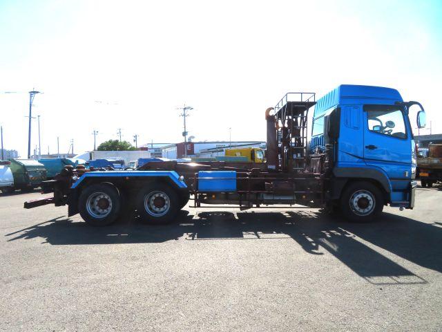 スーパーグレート スーパーグレートV 10.2t脱着装置付コンテナ専用車 極東開発製 ツインホイスト 420馬力 ハイルーフ 2デフ タコグラフ有 ナンバー付(4枚目)