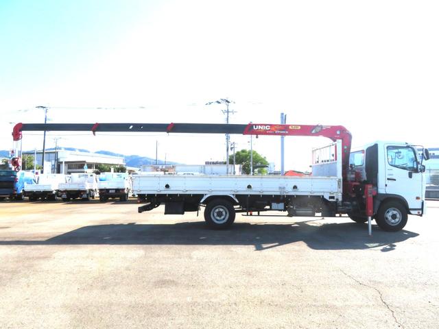 ヒノレンジャー 4段R/Cクレーン付平ボデー ユニック製 型式:URG344 フックイン付 クレーン能力2.93t吊り 差し違いアウトリガー 三方開 210馬力 積載2400kg ETC付(20枚目)