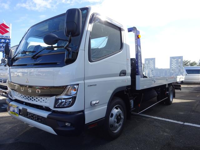 キャンター セルフローダー 積載車 3t 極東フラトップゼロ 荷台未使用 左右アオリ開閉 5速マニュアル 衝突被害軽減ブレーキシステム 左側電動格納ミラー スマートキー ETC フォグランプ バックカメラ(3枚目)