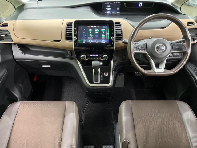 セレナ ハイウェイスター　４ＷＤ　両側電動ドア　ＳＤナビ　後席モニター　バックカメラ　衝突被害軽減システム　禁煙車　ハーフレザーシート　ドラレコ　スマートキー　ＬＥＤヘッド　ビルトインＥＴＣ　クルコン　オートライト（2枚目）