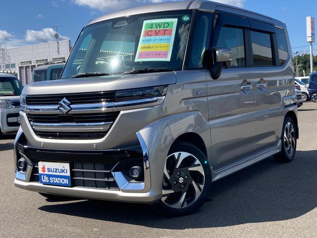 スペーシアカスタム HYBRID XSターボ 4WD 全方位ナビ スズキコネクト 4WD 全方位ナビ スズキコネクト 電動パーキングブレーキ スズキセーフティーサポート 衝突被害軽減システム アイドリングストップ 横滑り防止機能 衝突安全ボディ 盗難防止システム オートライト(52枚目)