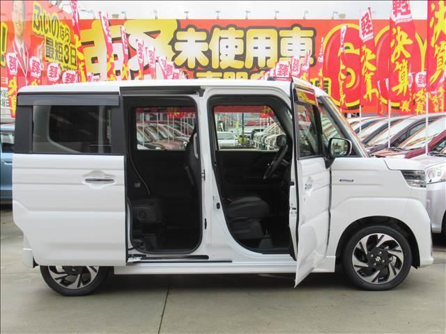 スペーシアカスタム ハイブリッドＸＳ　届出済未使用車　両側電動スライドドア　シートヒーター　アダプティブクルーズコントロール　純正１５インチアルミ　革巻ステアリング　ハーフレザーシート　マルチユースフラップ　サーキュレーター（24枚目）