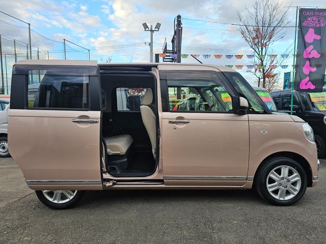 ムーヴキャンバス Ｘリミテッドメイクアップ　ＳＡＩＩＩ　車検９年４月・新品国産スタッドレスタイヤ新品アルミ社外ナビフルセグＴＶブルートゥース外バックカメラ新品国産夏タイヤ純正アルミＬＥＤフォグランプ両側電動スライドドア衝突軽減ブレーキ横滑防止・取説・記録簿（7枚目）