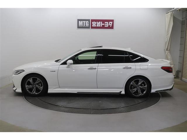 クラウンハイブリッド RSアドバンス 革シート サンルーフ フルセグ メモリーナビ DVD再生 ミュージックプレイヤー接続可 バックカメラ 衝突被害軽減システム ETC ドラレコ LEDヘッドランプ ワンオーナー フルエアロ 記録簿(12枚目)