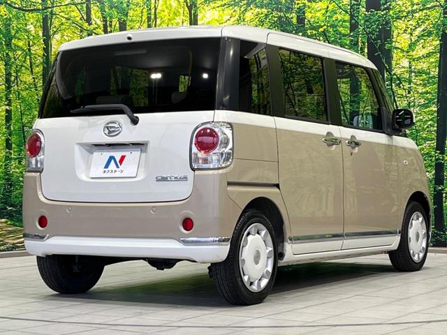 ムーヴキャンバス Ｇメイクアップ　ＳＡＩＩＩ　４ＷＤ　両側電動ドア　純正８型ナビ　バックカメラ　衝突軽減装置　禁煙車　２トーンカラー　クリアランスソナー　スマートキー　ＬＥＤヘッド＆フォグ　ＥＴＣ　オートハイビーム　誤発進抑制機能　先行車発進告知（17枚目）