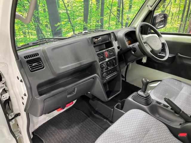 キャリイトラック KCエアコン・パワステ 4WD 5MT 衝突軽減装置 禁煙車 クリアランスソナー オートハイビーム 誤発進抑制機能 車線逸脱警報 先行車発進告知 オートライト ヘッドライトレベライザー AM FM再生 3方開荷台(50枚目)