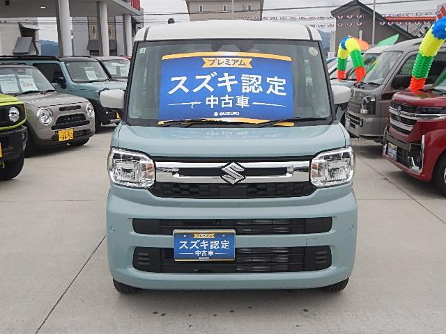 スペーシア ＨＹＢＲＩＤ　Ｘ　４ＷＤ　全方位カメラ　ナビ　スズキコネクト通信機　オートライト　バックカメラ　Ｂｌｕｅｔｏｏｔｈ　スライドドア　純正ナビ　プッシュスタート　シートヒーター　オートエアコン　スズキセーフティーサポート　４ＷＤ　衝突被害軽減システム（2枚目）