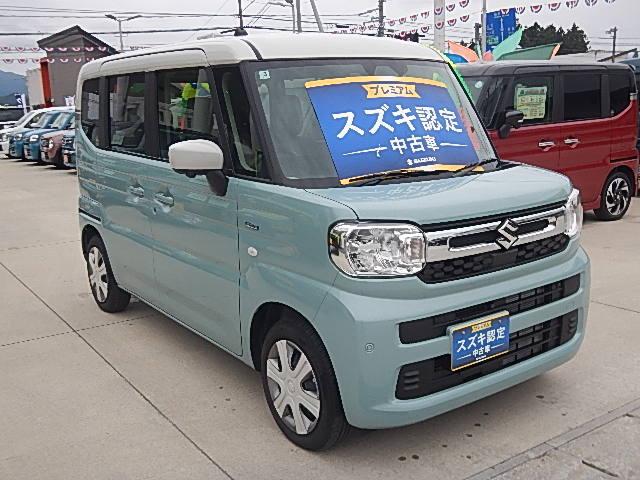 スペーシア ＨＹＢＲＩＤ　Ｘ　４ＷＤ　全方位カメラ　ナビ　スズキコネクト通信機　オートライト　バックカメラ　Ｂｌｕｅｔｏｏｔｈ　スライドドア　純正ナビ　プッシュスタート　シートヒーター　オートエアコン　スズキセーフティーサポート　４ＷＤ　衝突被害軽減システム（3枚目）