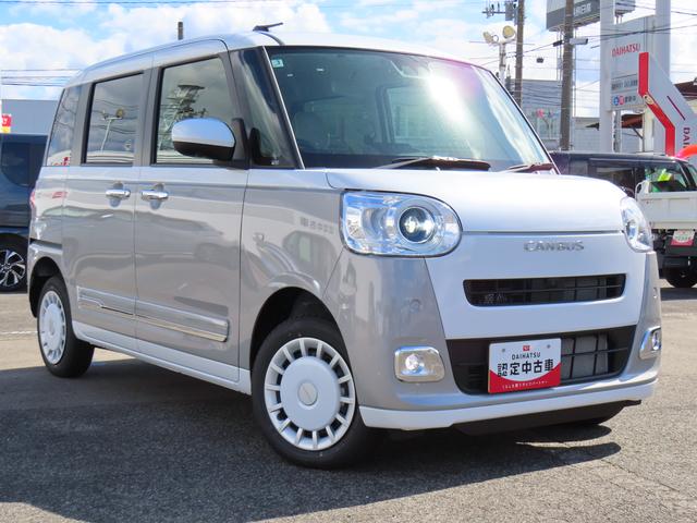 ムーヴキャンバス ストライプスＧ　４ＷＤ　ＣＶＴ　６６０ｃｃ　ナビ　両側電動スライドドア　衝突被害軽減ブレーキ　横滑り防止装置　ＡＢＳ　アイドリングストップ　プッシュボタンスタート　オートエアコン　ベンチシート　ホットカップホルダー（2枚目）