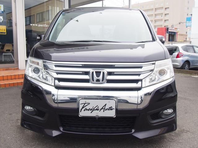 ステップワゴンスパーダ 後期　Ｚ　９型ナビ　後席モニター　両側電動ドア　新品黒革仕様　７人乗り　スマートキー　ＨＩＤライト　純正１６インチアルミ　革巻ハンドル　地デジＴＶ　ＵＳＢ　ＣＤ録音　ＤＶＤ　ＳＤ　バックカメラ　ＥＴＣ　クルコン　横滑り防止　ｉ－ＳＴＯＰ　関東１オーナー　禁煙車（2枚目）