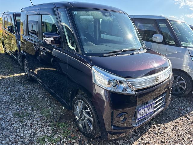 スペーシアカスタム TS 《4WDターボ》《車検2年》純正エアロ15インチAW/衝突軽減ブレーキ/革巻きステアリング/シートヒーター/両側パワースライドドア/プッシュスタート/スマートキースペアキー/HIDオートライトフォグ(4枚目)