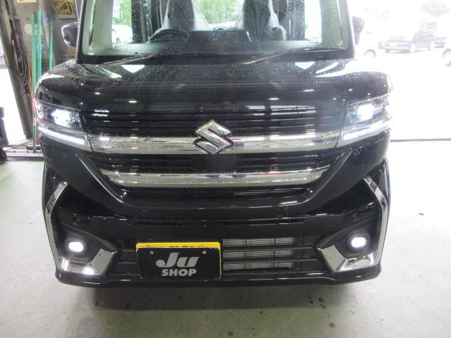 スペーシアカスタム ハイブリッドＧＳ　４ＷＤ　届出済未使用車　スズキセーフティサポート　左側電動スライドドア　ＬＥＤヘッドランプ　シートヒーター　追従型クルーズコントロール　ＵＳＢ入力端子　プッシュスタート（5枚目）