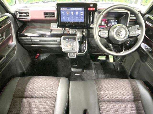スペーシアカスタム ハイブリッドXSターボ 禁煙車 メーカー9型ナビ 両側電動ドア 全周囲カメラ 衝突軽減装置 アダプティブクルーズ ハーフレザーシート コーナーセンサー スマートキー LEDヘッド ETC オートハイビーム 車線逸脱警報(2枚目)
