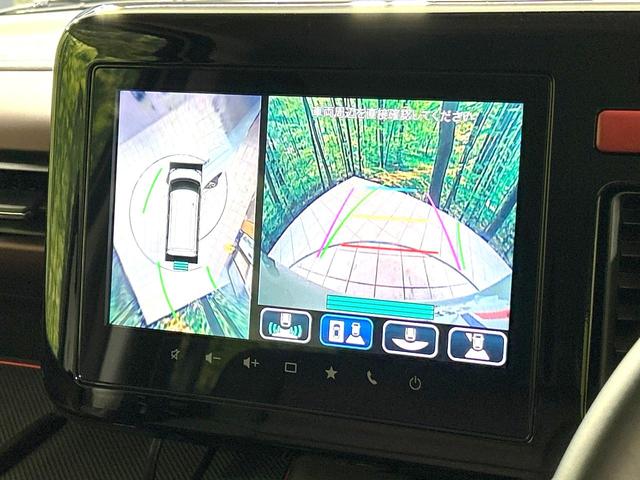 スペーシアカスタム ハイブリッドXSターボ 禁煙車 メーカー9型ナビ 両側電動ドア 全周囲カメラ 衝突軽減装置 アダプティブクルーズ ハーフレザーシート コーナーセンサー スマートキー LEDヘッド ETC オートハイビーム 車線逸脱警報(4枚目)