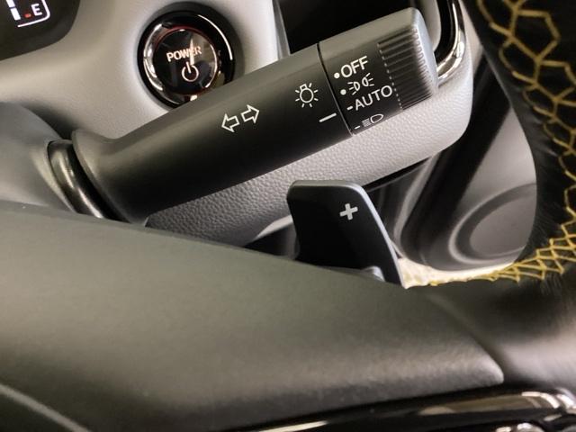 ステアリングホイール・後ろの減速セレクターは、左右に取り付けられた２つのパドルスイッチで減速の強さを調整。左側の「−」を操作すると減速を強く、右側の「＋」を操作すると減速を弱くすることができます。