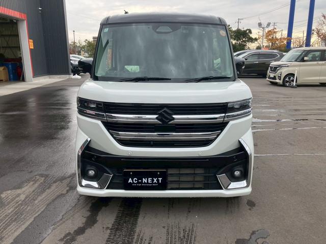 スペーシアカスタム ハイブリッドＸＳターボ　純正メーカーオプション９インチナビ　全周囲カメラ　衝突安全装置　オートクルーズコントロール　シートヒーター　社外デジタルインナーミラー　フォグランプ　ステアリングリモコン　ドラレコ　ＥＴＣ　ＢＴ（4枚目）