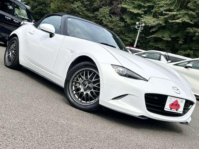 ロードスター Ｓレザーパッケージ　１オーナー車！禁煙車！セーフティパッケージ！アイドリングストップ！ＢＢＳアルミ！オートエグゼマフラー＆車高調！純正ナビ＆フルセグＴＶ＆ＤＶＤ＆Ｂｌｕｅｔｏｏｔｈ対応＆バックカメラ！ＬＥＤヘッドライト！（3枚目）