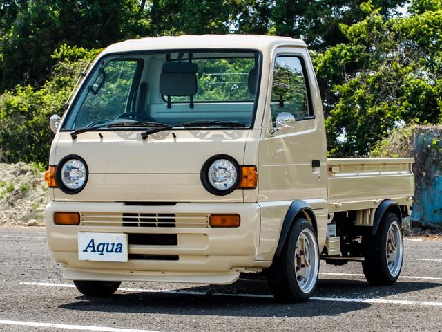 スズキ キャリイトラックカスタム軽トラ オバフェン チンスポ ｎｅｗカスタムペイントの中古車 車体価格万円 1996年式 走行6 4万キロ 車体色クリーム 宮城県仙台市宮城野区岩切字稲荷77 1 アクア ｒ ｋファクトリーの在庫 グーネット中古車