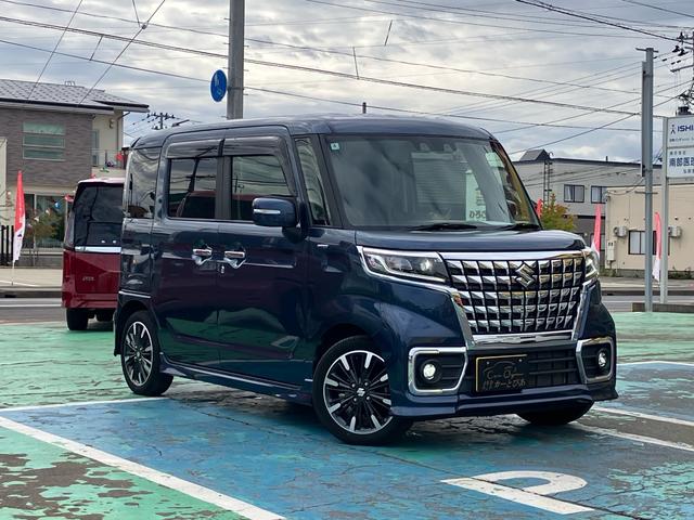 スペーシアカスタム ハイブリッドＸＳ　４ＷＤ　デュアルカメラブレーキサポート　両側電動スライドドア　ＬＥＤヘッドライト／フォグ　ハーフレザーシート　純正１５インチアルミホイール　追従式クルーズコントロール　前席シートヒーター　バックカメラ（2枚目）