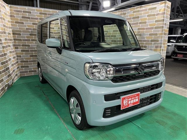 スペーシア ハイブリッドG 衝突被害軽減ブレーキ 障害物センサー 4WD プッシュスタートボタン ステアリングリモコン 横滑り防止装置 アイドリングストップ 運転席助手席シートヒーター オートエアコン 電動格納ドアミラー ABS(6枚目)