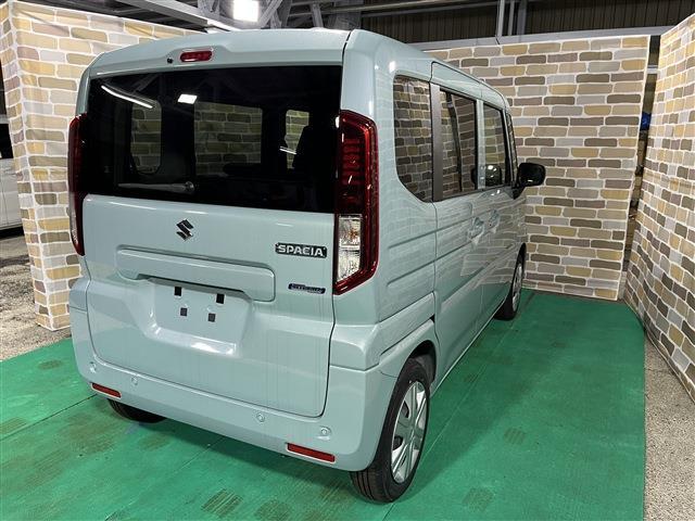 スペーシア ハイブリッドＧ　衝突被害軽減ブレーキ　障害物センサー　４ＷＤ　プッシュスタートボタン　ステアリングリモコン　横滑り防止装置　アイドリングストップ　運転席助手席シートヒーター　オートエアコン　電動格納ドアミラー　ＡＢＳ（13枚目）