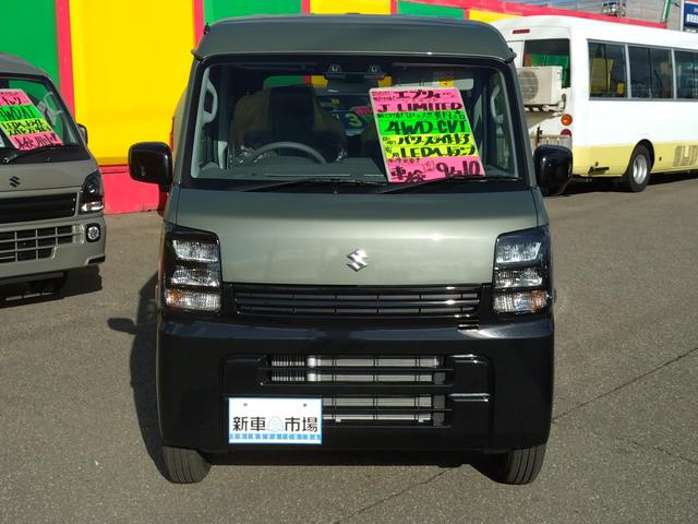 エブリイ Jリミテッド ターボ 4WD 届出済未使用車 新品Bluetooth対応ナビ デュアルカメラブレーキ LEDヘッドライト オートライト キーレスプッシュスタート 両側パワースライドドア シートヒーター(2枚目)