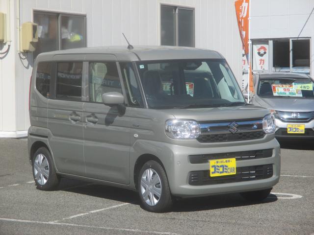 スペーシア ハイブリッドＸ　４ＷＤ車　全方位モニター付メモリーナビゲーション９インチ　フルセグＴＶ　ブルートゥース機能　スズキコネクト搭載　レーダーブレーキ　後席両側パワースライドドア　マット　バイザー　ノックスドール施工済車（3枚目）