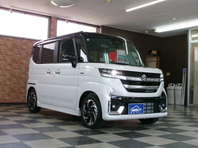 スペーシアカスタム ハイブリッドＸＳターボ　４ＷＤ　届出済み未使用車　スズキセーフティサポート　９インチＨＤディスプレイ　全方位モニター付スマフォ連携メモリーナビ／フルセグＴＶスズキコネクト対応通信機　ＨＤＭＩ入力対応　ヘッドアップディスプレイ（3枚目）