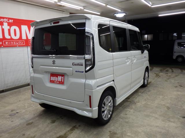 スペーシアカスタム ハイブリッドＧＳ　４ＷＤ　スズキセーフティサポート　左側パワスラ　レーダークルーズ　純正１４インチＡＷ　Ｆ左右シートヒーター　ミラーヒーター　ＬＥＤヘッドライト　ＬＥＤフォグ　スマートキー２個　ＥＳＰ　届出済未使用車（8枚目）