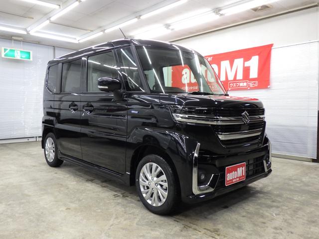 スペーシアカスタム ハイブリッドＧＳ　４ＷＤ　スズキセーフティサポート　左パワスラ　レーダークルーズ　Ｆ左右シートヒーター　ミラーヒーター　ＬＥＤヘッドライト　ＬＥＤフォグ　ロールサンシェード　純正１４インチＡＷ　ＥＳＰ　届出済未使用車（6枚目）