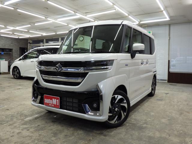 スペーシアカスタム ハイブリッドXS 4WD スズキセーフティサポート 両側パワスラ ステアリングヒーター 純正15インチAW シートバックテーブル Rオットマンシート スリムサーキュレーター HUD LEDヘッドライト 届出済未使用車(5枚目)