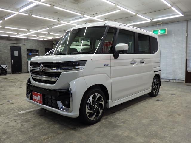 スペーシアカスタム ハイブリッドXS 4WD スズキセーフティサポート 両側パワスラ ステアリングヒーター 純正15インチAW シートバックテーブル Rオットマンシート スリムサーキュレーター HUD LEDヘッドライト 届出済未使用車(7枚目)