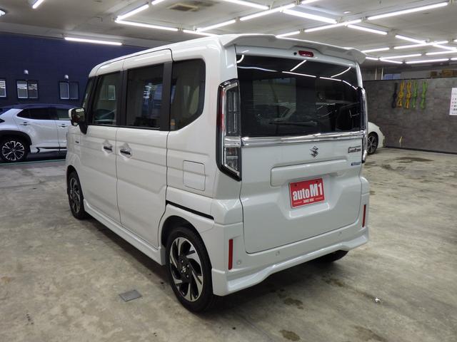スペーシアカスタム ハイブリッドXS 4WD スズキセーフティサポート 両側パワスラ ステアリングヒーター 純正15インチAW シートバックテーブル Rオットマンシート スリムサーキュレーター HUD LEDヘッドライト 届出済未使用車(9枚目)