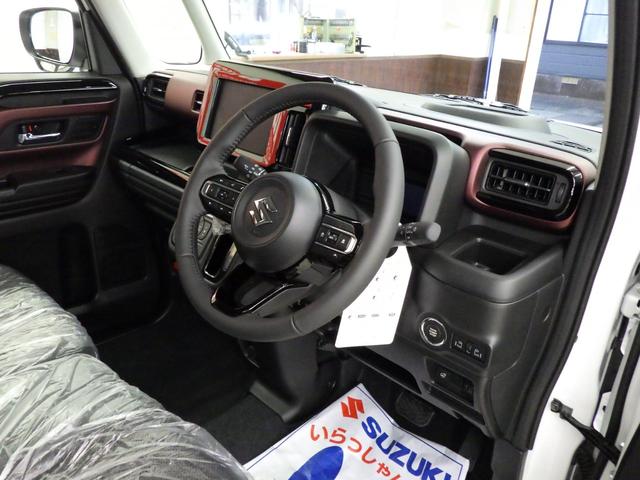 スペーシアカスタム ハイブリッドXS 4WD スズキセーフティサポート 両側パワスラ ステアリングヒーター 純正15インチAW シートバックテーブル Rオットマンシート スリムサーキュレーター HUD LEDヘッドライト 届出済未使用車(10枚目)