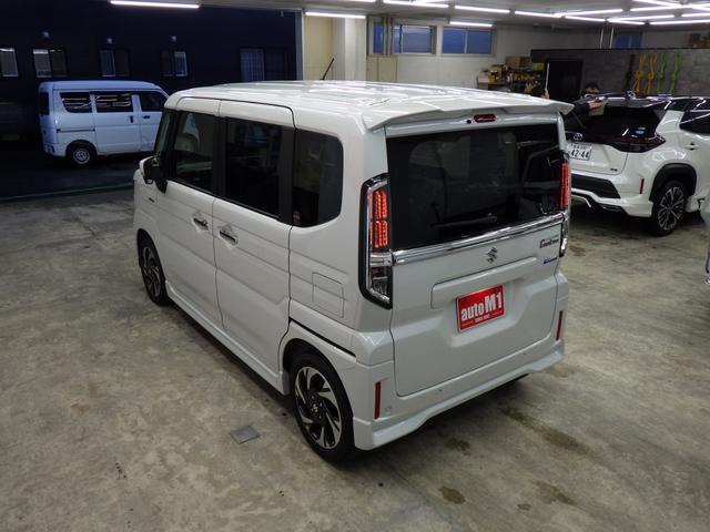 スペーシアカスタム ハイブリッドXS 4WD スズキセーフティサポート 両側パワスラ ステアリングヒーター 純正15インチAW シートバックテーブル Rオットマンシート スリムサーキュレーター HUD LEDヘッドライト 届出済未使用車(57枚目)