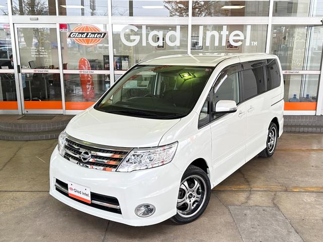 セレナ ハイウェイスター 4WD 後期型 純正HDDナビTV 後席モニター バックカメラ 両側電動ドア エンジンスターター HIDヘッドライト フォグランプ オートライト スマートキー ETC 社外17インチAW(2枚目)