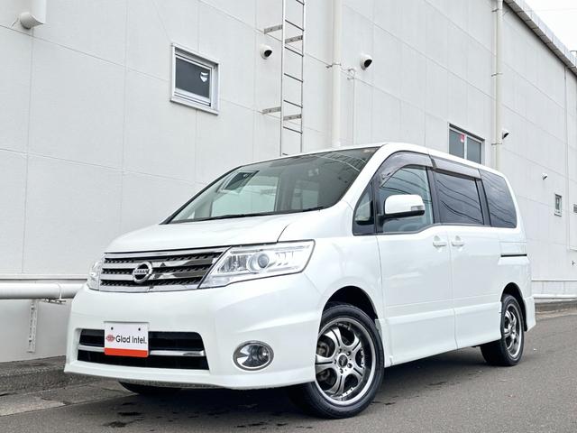 セレナ ハイウェイスター 4WD 後期型 純正HDDナビTV 後席モニター バックカメラ 両側電動ドア エンジンスターター HIDヘッドライト フォグランプ オートライト スマートキー ETC 社外17インチAW(6枚目)