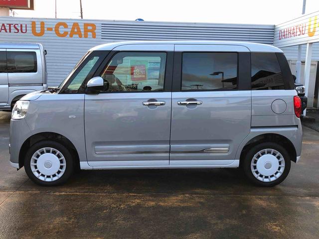 ムーヴキャンバス ストライプスＧ　４ＷＤ　走行距離４５２７ｋｍ　４ＷＤ　スマートアシスト　フルホイールキャップ　スライドドア　プッシュボタンスタート　オートライト　ホッとカップホルダー（5枚目）