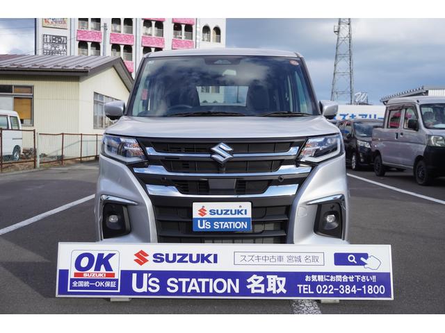 ソリオ ＨＹＢＲＩＤ　ＭＺ　３型　４ＷＤ　ＣＶＴ　全方位カメラ付ナビ　スズキコネクト対応　衝突被害軽減ブレーキシステム　先行車お知らせ機能　低速時ブレーキサポート　前後誤発進抑制機能　車線逸脱警報機能（2枚目）