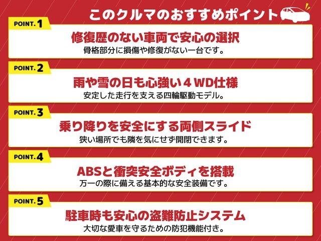 タント Ｌ　４ＷＤ　両側スライドドア　ＴＶ　キーレスエントリー　アイドリングストップ　ベンチシート　ＣＶＴ　盗難防止システム　ＡＢＳ　衝突安全ボディ　エアコン　パワーステアリング　パワーウィンドウ（2枚目）