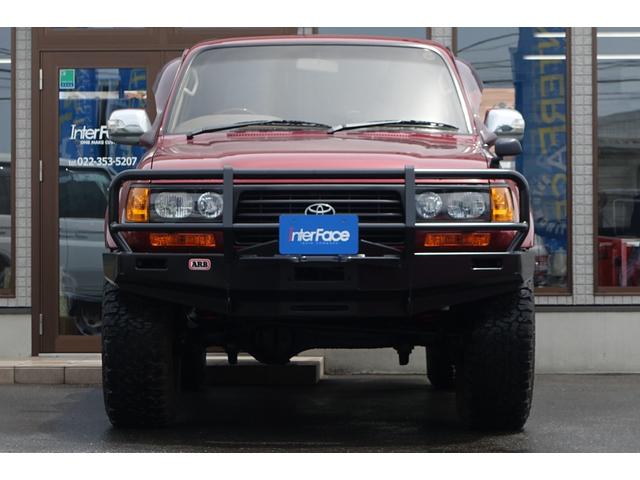 ランドクルーザー８０ ディーゼルターボ後期型ＶＸリミテッド新品ＡＲＢ製バンパー　新品３インチリフトアップ新品インナーブラックヘッドライト新品オレンジコーナーレンズ新品ＬＥＤテールレンズ新品ＢＦグッドリッジオールテレーンタイヤクリムソンオプションビードロック付きデーモン（4枚目）