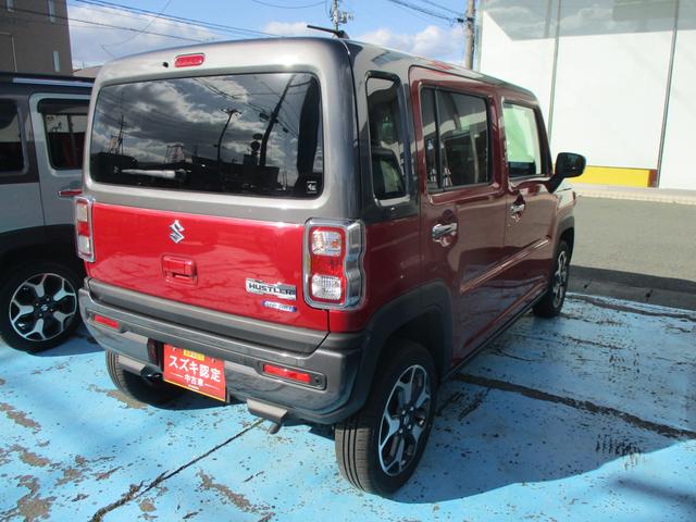 ハスラー ＨＹＢＲＩＤ　Ｘ　３型　４ＷＤ　ＣＶＴ　衝突被害軽減ブレーキ　プッシュスタート　シートヒーター　オートエアコン　４ＷＤ　衝突被害軽減システム　アイドリングストップ　横滑り防止機能　衝突安全ボディ　盗難防止システム（4枚目）