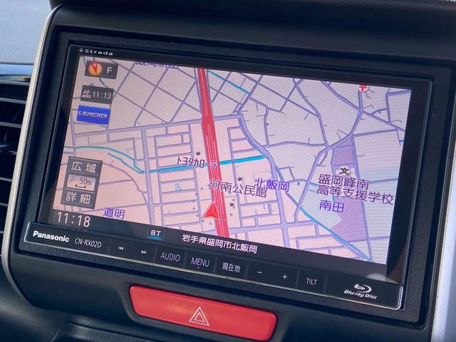 N-BOXカスタム G SSパッケージ 禁煙車 4WD 両側電動スライドドア 衝突被害軽減装置 シートヒーター パナソニック社製ナビ【CD DVD フルセグTV ブルーレイ視聴 Bluetooth ミュージックサーバー】 バックカメラ ステアリングリモコン オートライト(7枚目)