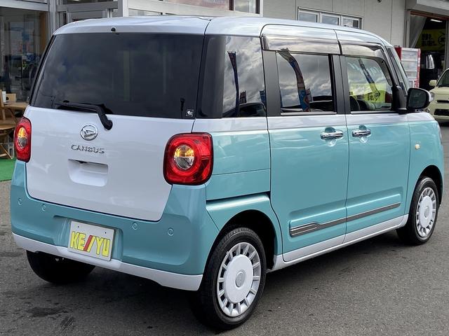 ムーヴキャンバス ストライプスＧ　禁煙車　４ＷＤ　両側電動スライドドア　衝突被害軽減装置　レーンアシスト　コーナーセンサー　９インチディスプレイオーディオ【フルセグＴＶ　Ｂｌｕｅｔｏｏｔｈ　ＵＳＢ】バックカメラ　シートヒーター　スペアキー　オートブレーキホールド　ＴＲＣ（4枚目）