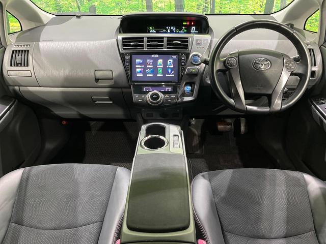 プリウスアルファ G チューン ブラック 7人乗 BIGX9型ナビ 後席モニター バックカメラ クルーズコントロール LEDヘッドライト オートライト スマートキー ドラレコ ETC コーナーセンサー 革巻きステアリング ステアリングスイッチ(2枚目)