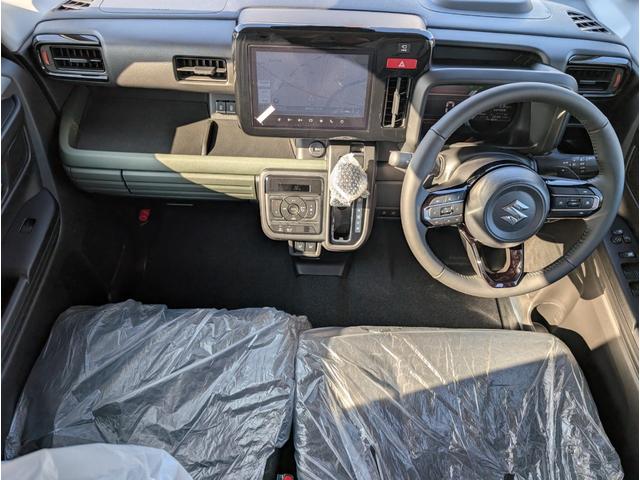 スペーシアギア ハイブリッドXZ ターボ 4WD■届出済未使用車■寒冷地仕様 ■全方位カメラ付9型メモリナビ■衝突軽減サポート/前後誤発進抑制機能/追従クルーズ/両側電動スライドドア/シートヒーター&ステアヒーター/フルセグTV/ブルートゥース/ルーフレール/LEDヘッドライト(5枚目)