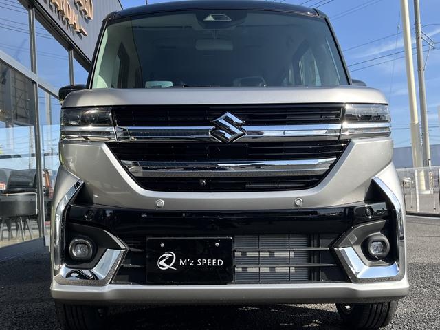 スペーシアカスタム ハイブリッドＸＳターボ　４ＷＤ　エムズスピード１６インチホイールＪカラット　全方位モニター付９インチメモリーナビ　スズキセーフティサポート　スズキコネクト対応機　電動パーキングブレーキ　　アダプティブクルーズコントロール（23枚目）
