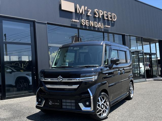 スペーシアカスタム ハイブリッドＸＳターボ　４ＷＤ　エムズスピード１６インチホイールＪカラット　全方位モニター付９インチメモリーナビ　スズキセーフティサポート　スズキコネクト対応機　電動パーキングブレーキ　　アダプティブクルーズコントロール（15枚目）