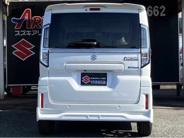 スペーシアカスタム ハイブリッドXSターボ 4WD エムズスピードエアロVerコンプリートカー 全方位モニター付9インチメモリーナビ 届出済未使用車 ZESUエアロF・R 16インチJカラットホイール 両側電動スライドドア スズキコネクト対応(20枚目)