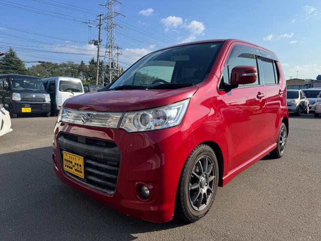 ワゴンRスティングレー T 102980km 社外ナビ 地デジTV バックカメラ ステアスイッチ プッシュスタート スマートキー アイドリングストップ HIDライト フォグランプ ローダウン 社外マフラー 社外アルミホイール(7枚目)